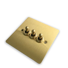 Load image into Gallery viewer, 1 piece Brass Toggle Lamp Switch Outlet Brass Lever Single Dual Control Retro Light Switch Wall Power Socket Panel Set